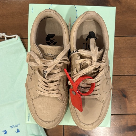 Off-White Low Vulcanized Calf Leather Sneakers in Sand - Picture 6 of 16